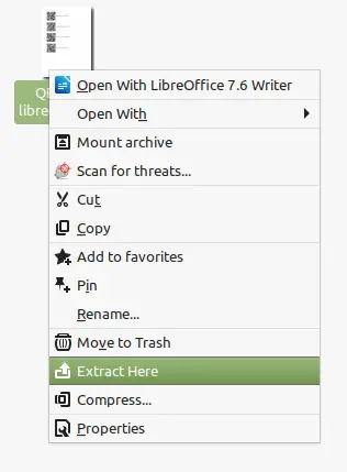 Extraire les fichiers d’un document LibreOffice